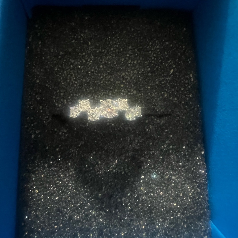 Elegant Silver  Moissanite Fire Ring